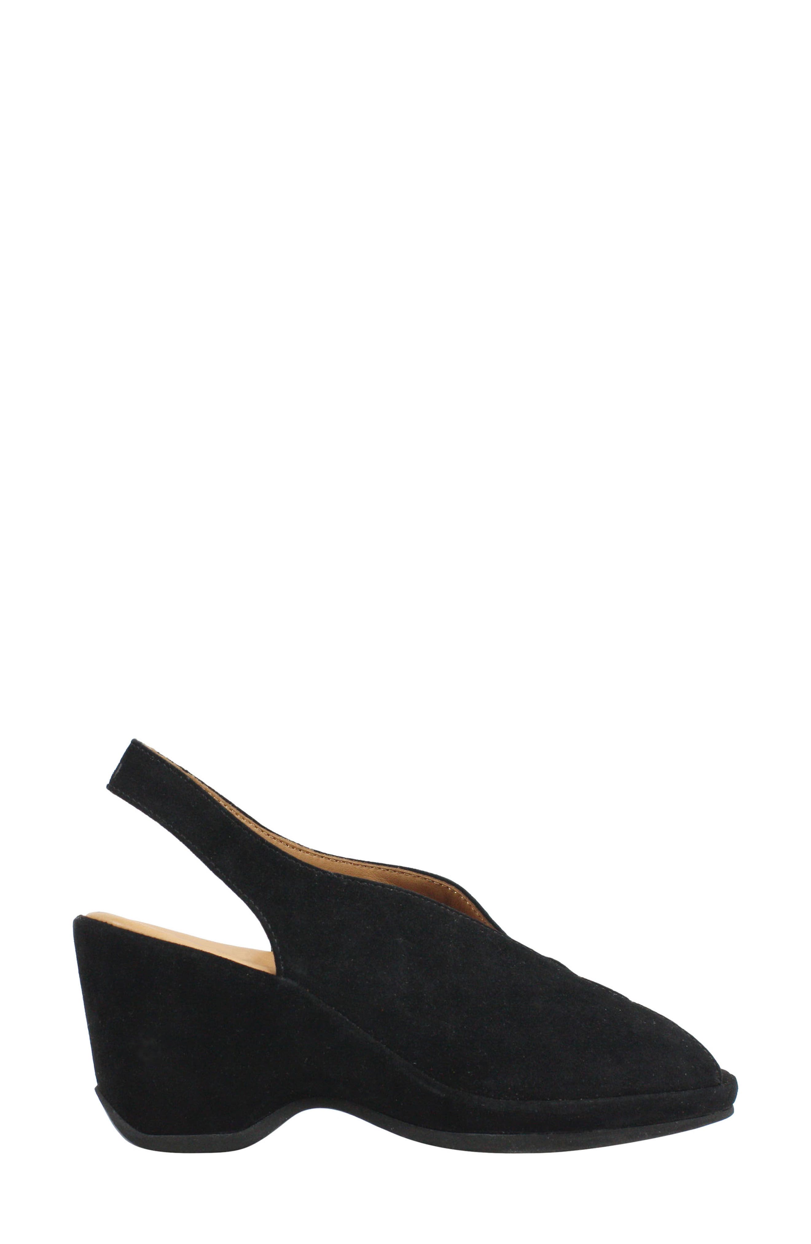 L'Amour des Pieds Odetta Slingback Wedge, Alternate, color, Black Suede