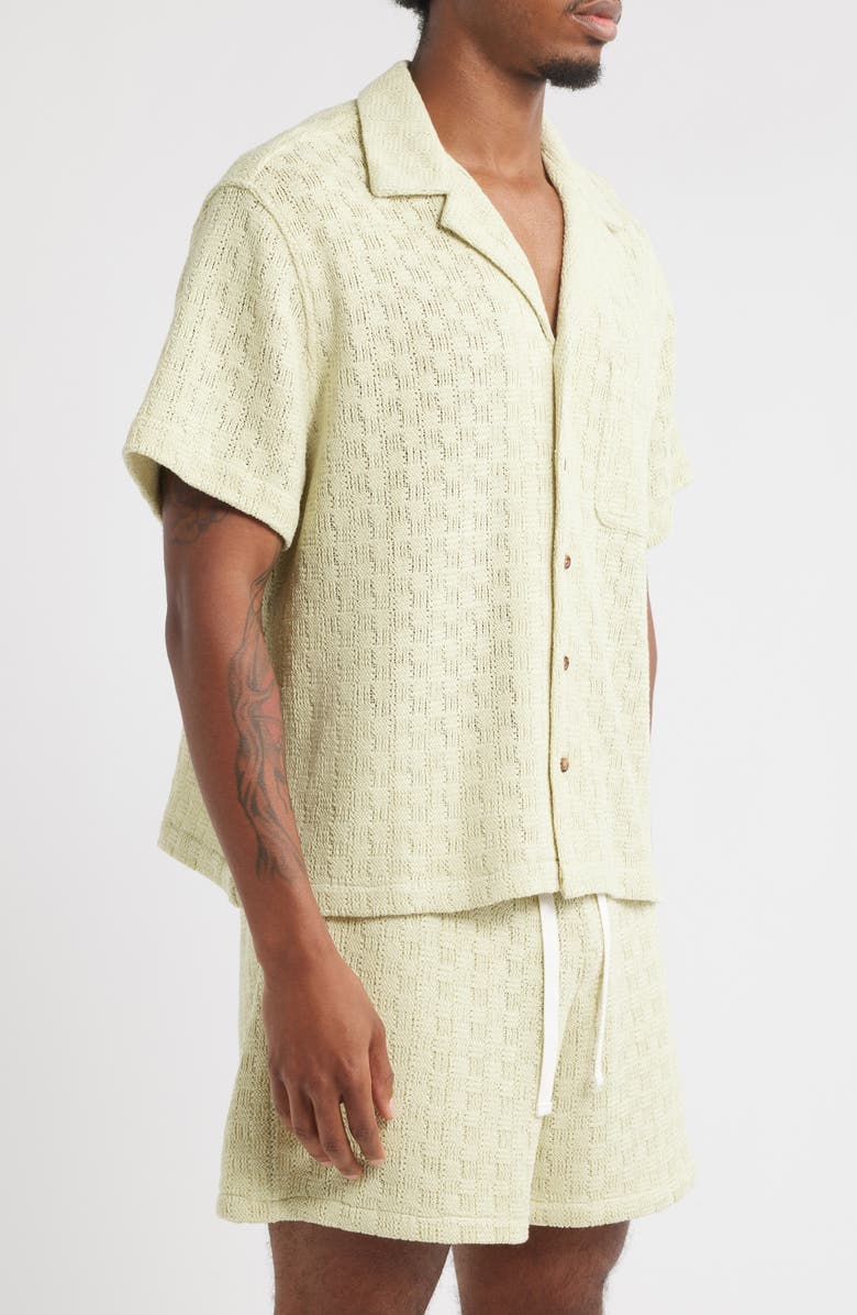 RIZORT Gregory Basket Weave Knit Camp Shirt, Alternate, color, Green