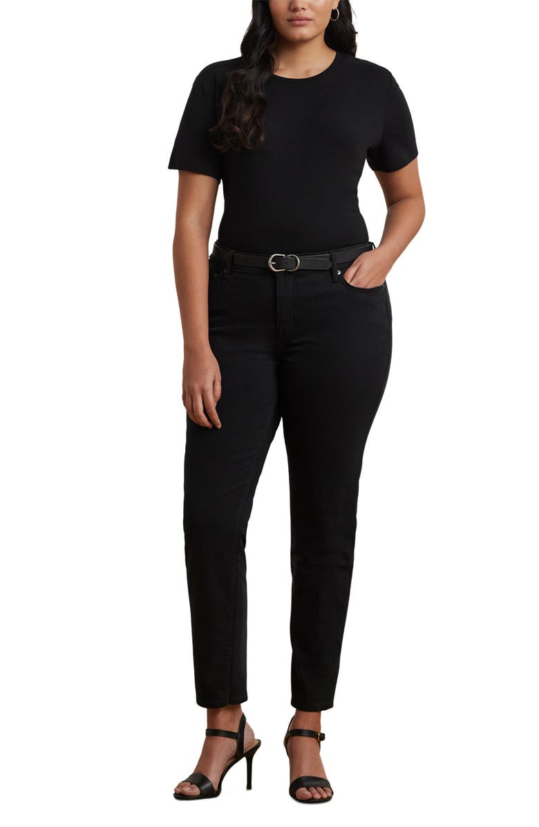 Lauren Ralph Lauren Judy Short Sleeve Stretch Cotton Top, Alternate, color, Polo Black