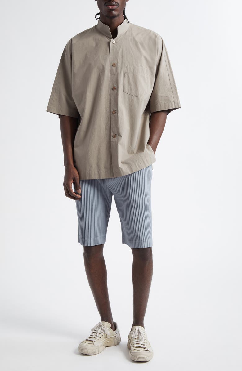 Homme Plissé Issey Miyake Cotton Button-Up Shirt, Alternate, color, Gray