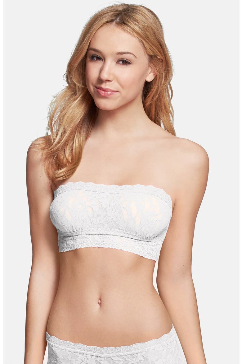 'Signature Lace' Bandeau Bra, Main, color, WHITE