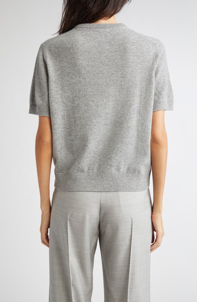 Johnstons of Elgin Classic Cashmere Short Sleeve Sweater, Alternate, color, Light Grey