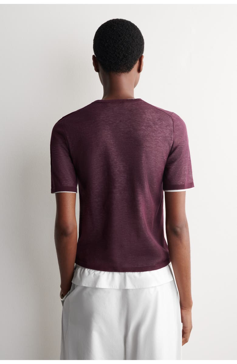 COS Layered Knitted T-Shirt, Alternate, color, Burgundy / White