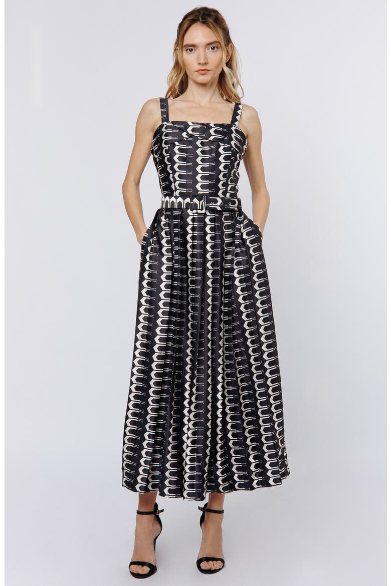 Edia Geo Print Belted Maxi Dress, Alternate, color, BLACK MULTI