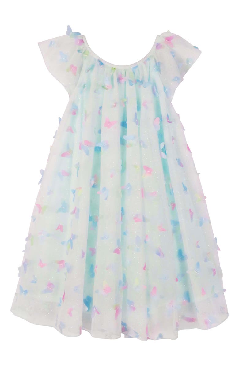 Zunie Kids' Float 3D Foil Butterfly Dress, Alternate, color, Blue Multi