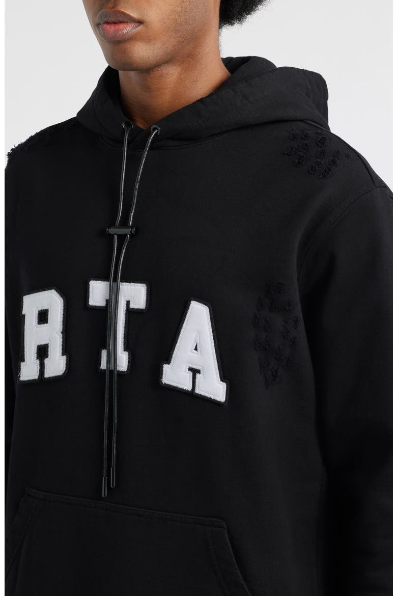 Markus Distressed Logo Applique Hoodie, Alternate, color, UNIVERSITY BLACK