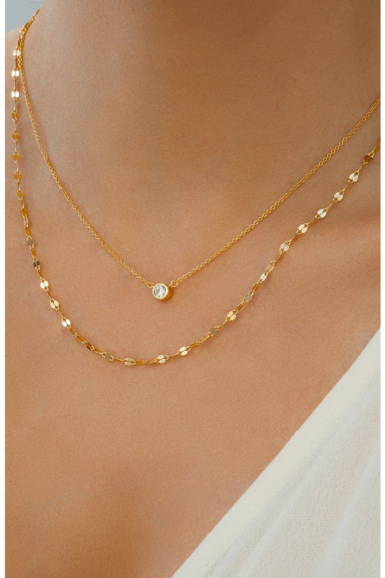 Classic Bezel Necklace and Petal Chain Set, Alternate, color, 925 Sterling Silver