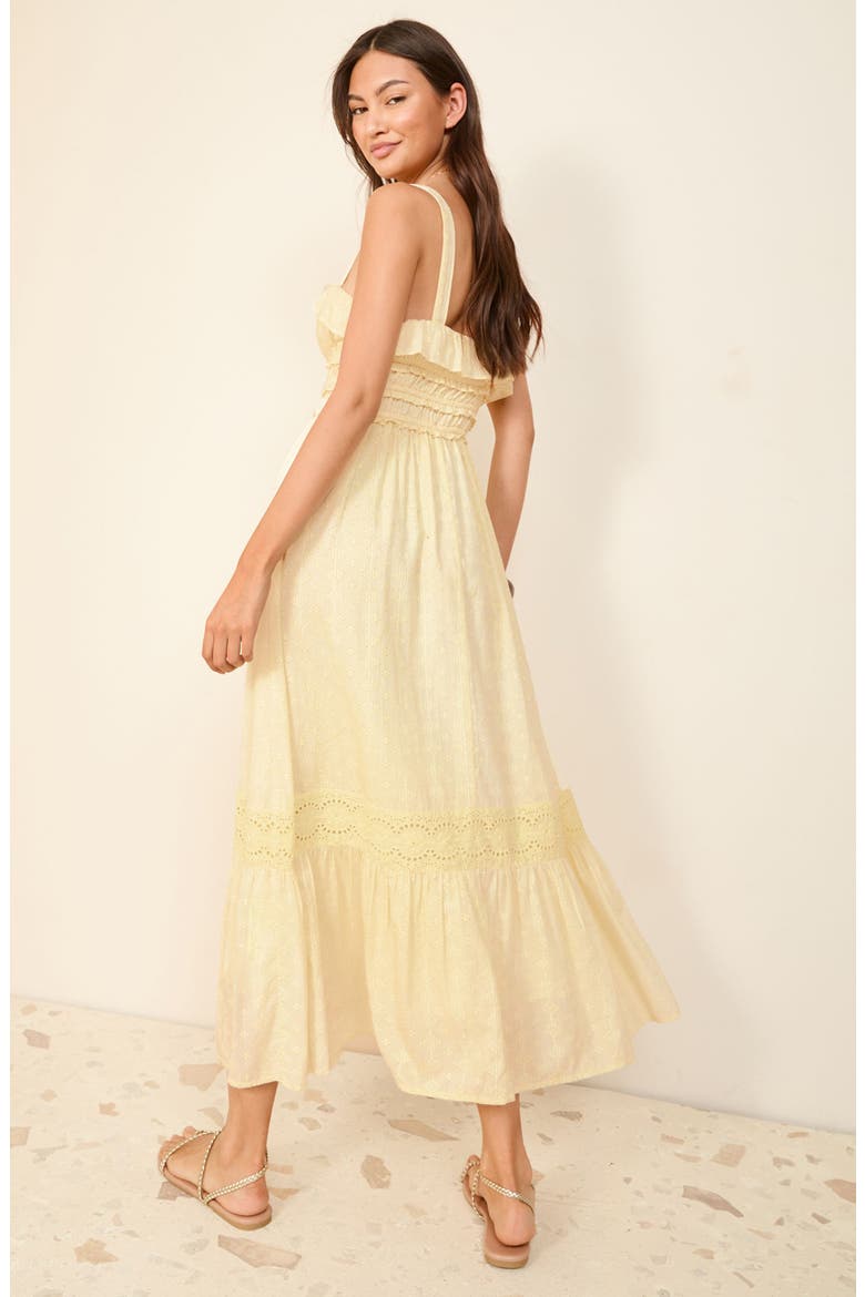Broderie Anglais Ruffle Maxi Sundress, Alternate, color, YELLOW