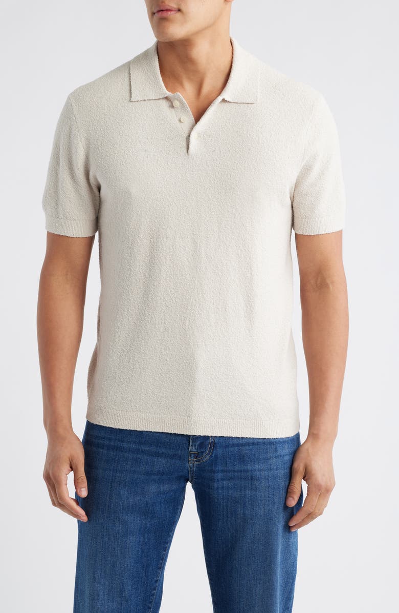 Nordstrom Short Sleeve Bouclé Polo Sweater, Main, color, Beige Pumice