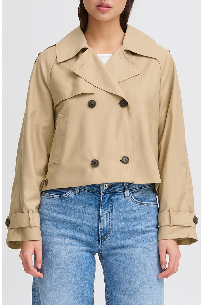 Cropped Trench Coat, Main, color, CORNSTALK
