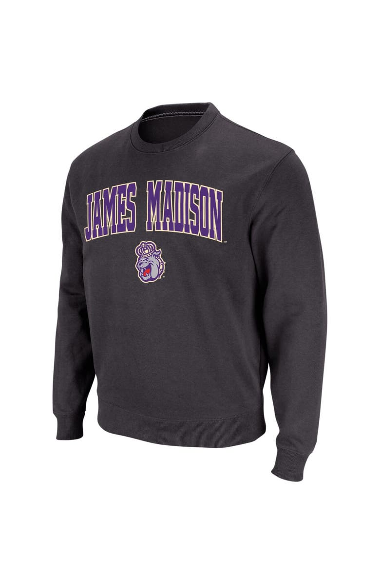 COLOSSEUM Men's Colosseum Charcoal James Madison Dukes Arch & Logo Crew Neck Sweatshirt, Alternate, color, Charcoal