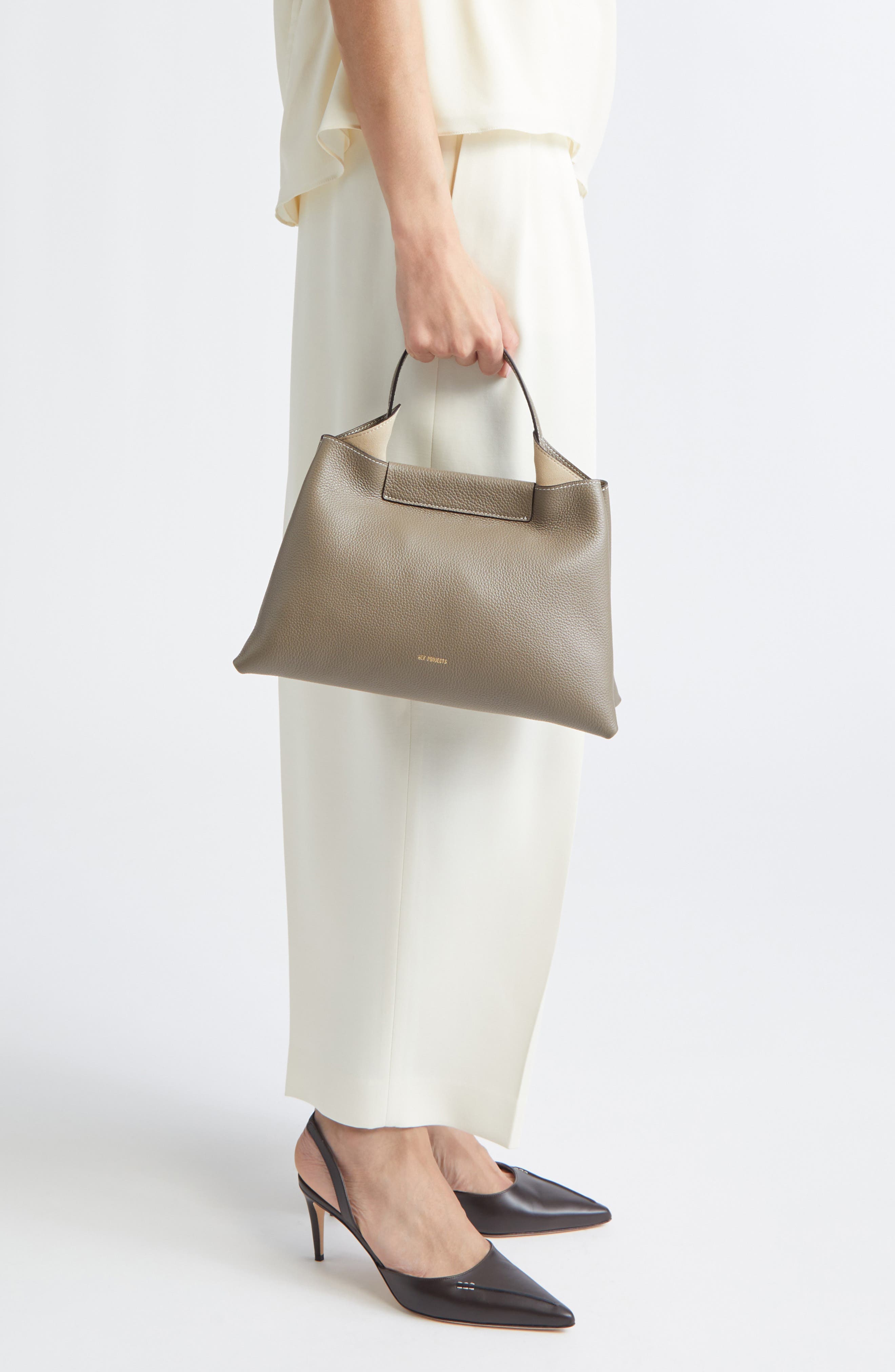 Ree Projects Elieze Medium Leather Handbag, Alternate, color, Dark Taupe Grey