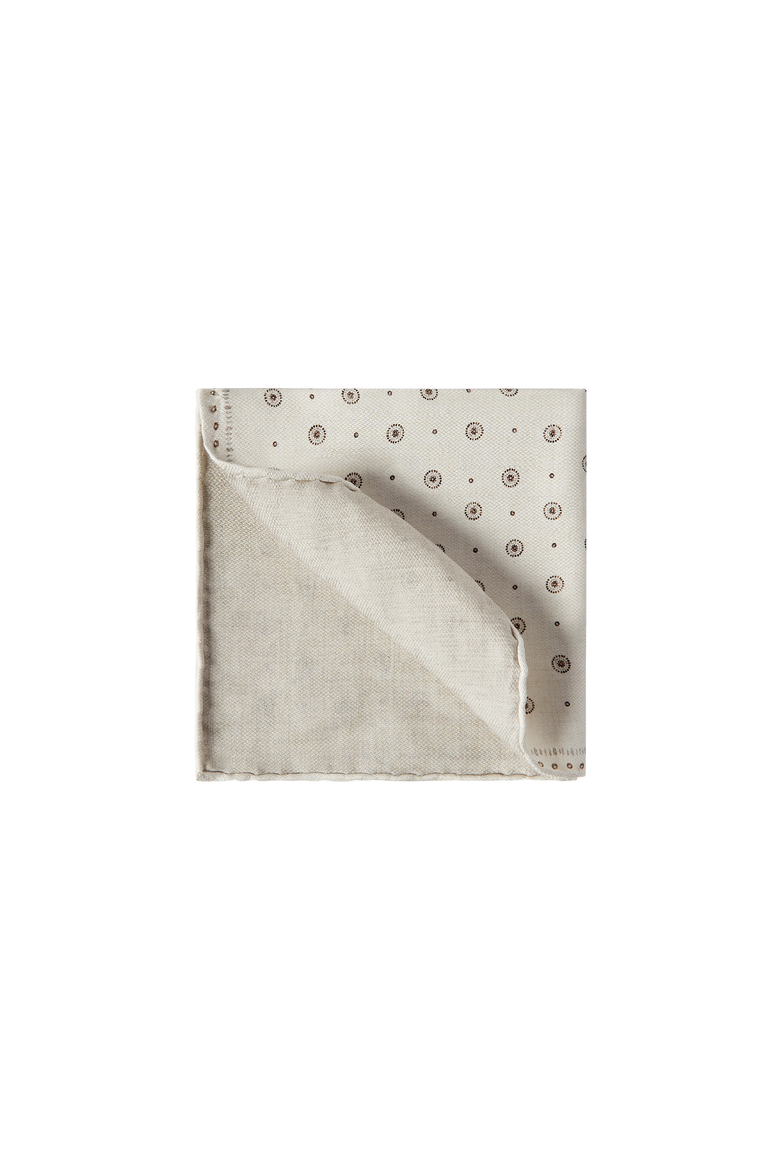 Silk pocket square with geometric design, Alternate, color, Butter