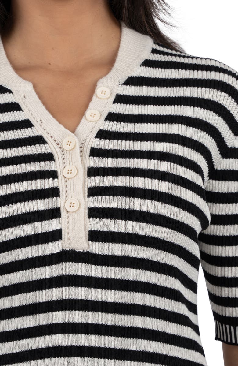 KUT from the Kloth Alora Stripe Short Sleeve Henley Sweater, Alternate, color,