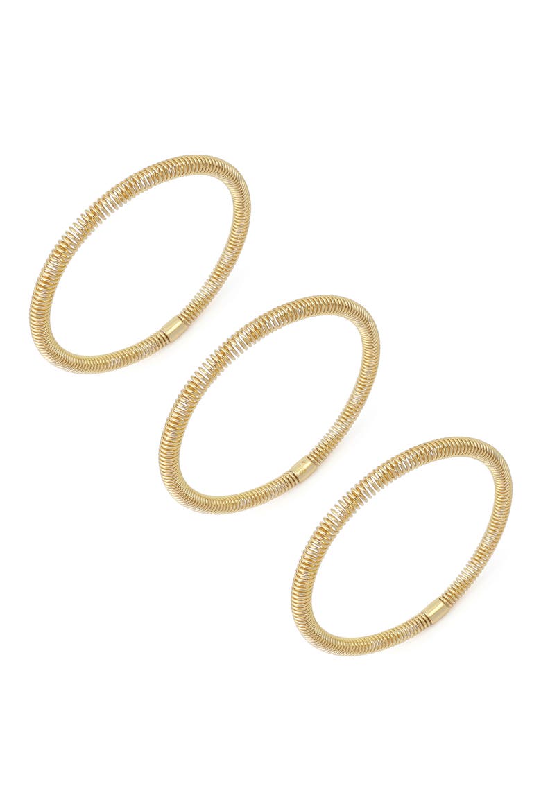 Set of Three Coiled Bangles, Alternate, color, GOLD