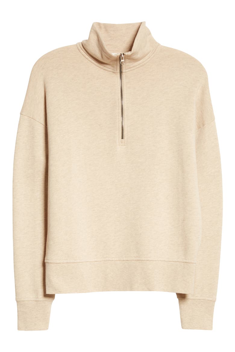 Cotton Half-Zip Pullover, Alternate, color, BEIGE