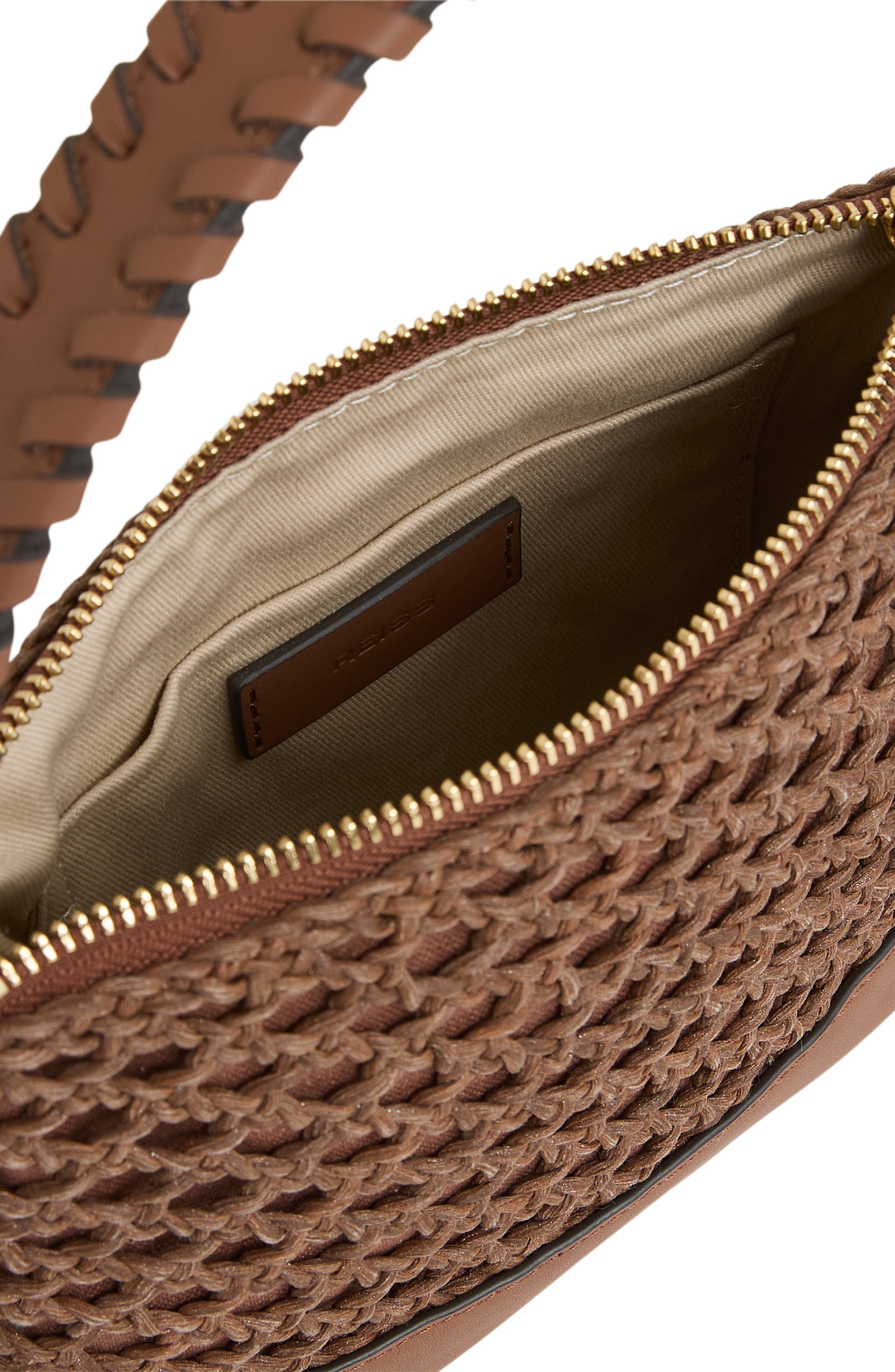 Reiss Blakely Woven Leather Crossbody Bag, Alternate, color, 