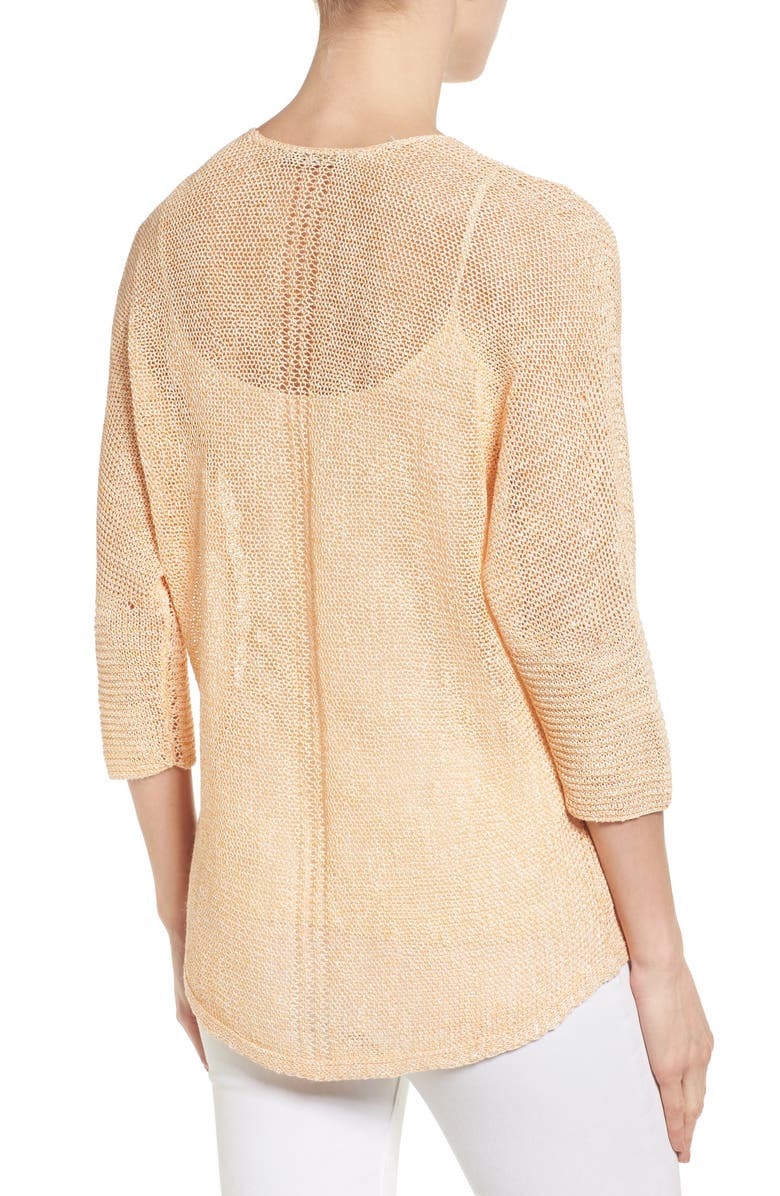 NIC+ZOE Sunkissed Sheer Linen Blend Pullover, Alternate, color, Tangerine