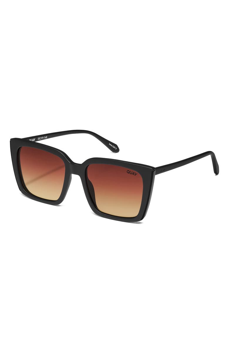 QUAY Front Cover 56mm Square Sunglasses, Alternate, color, Matte Black/ Brown Yellow