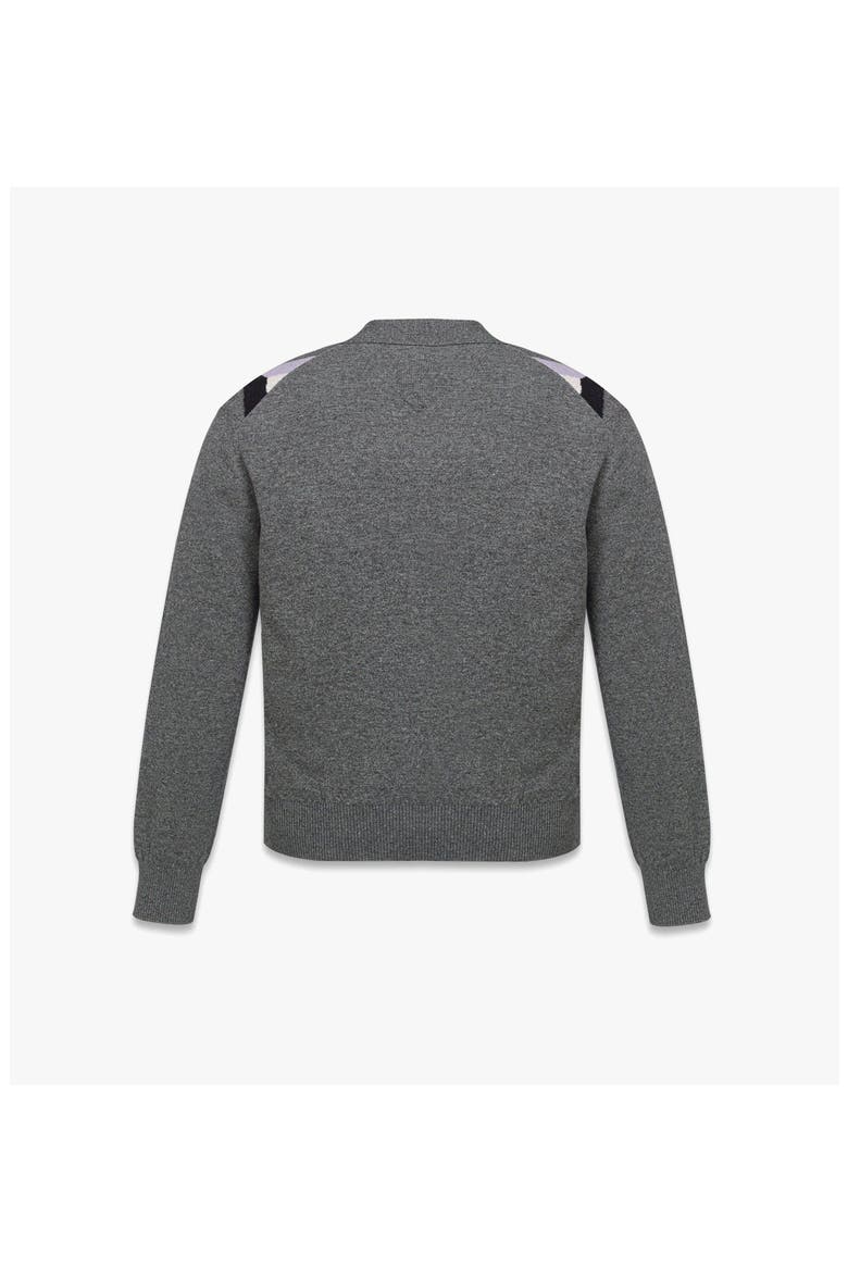 Diamond Cardigan in Wool Jacquard, Alternate, color, Grey