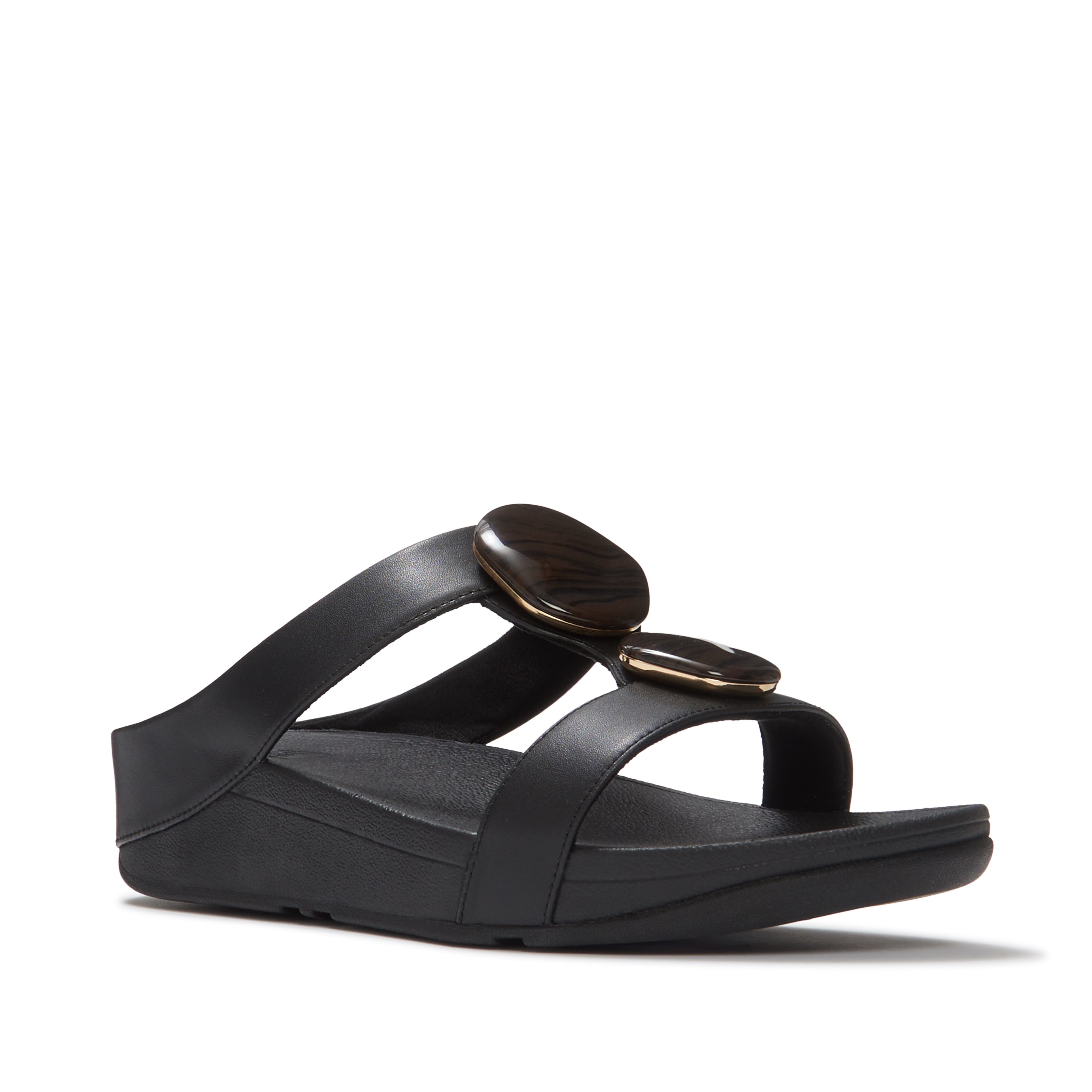 FitFlop Fino Marbled-Stone Slides, Main, color, Black