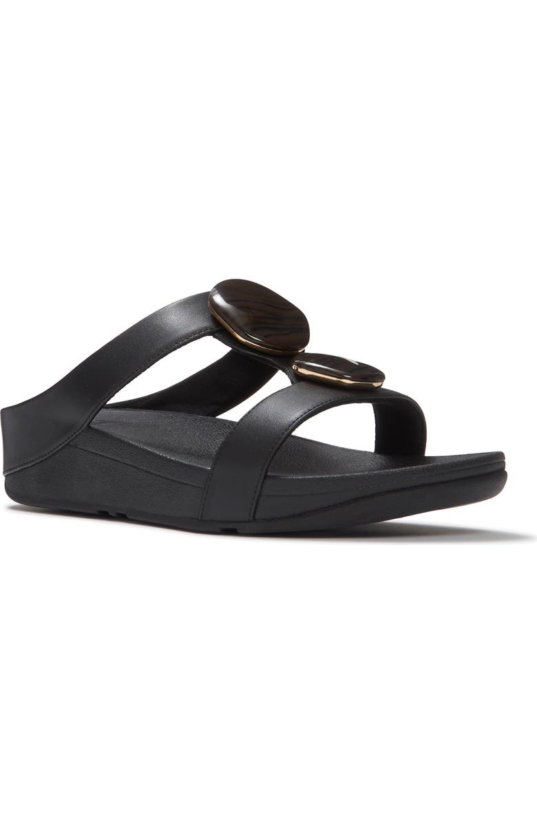 FitFlop Fino Marbled-Stone Slides, Main, color, Black