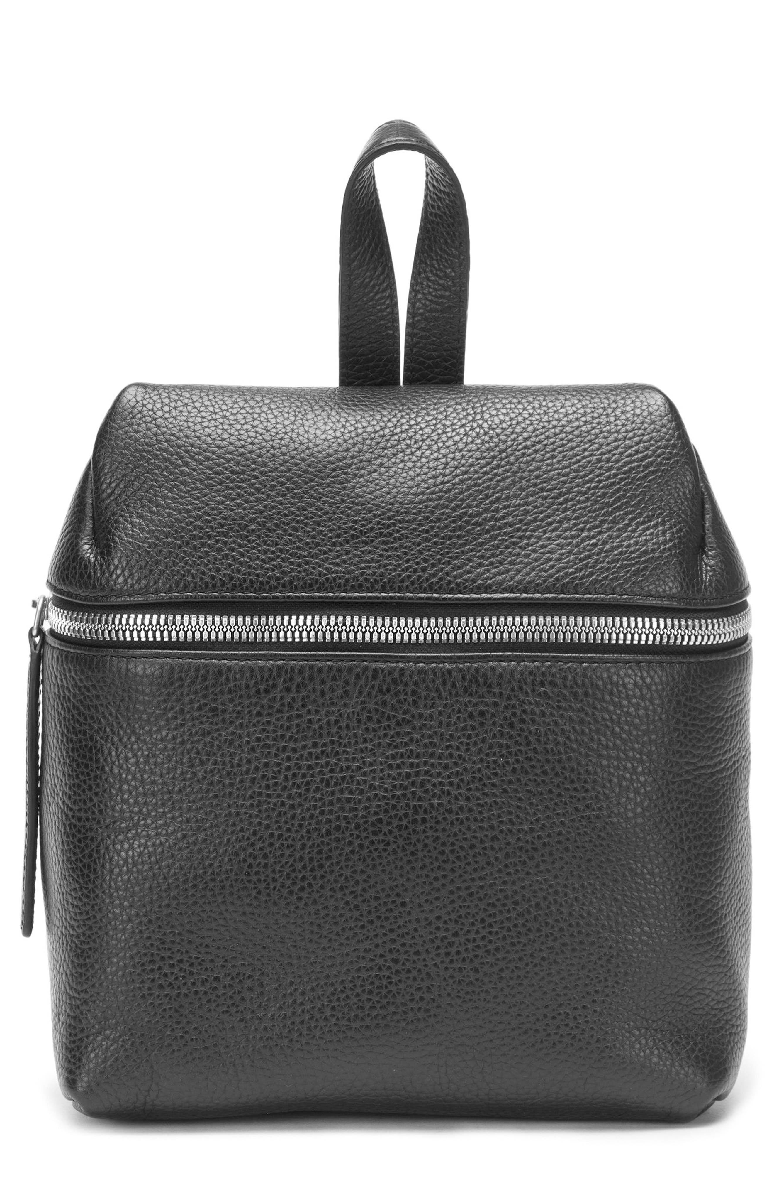 Kara Small Pebbled Leather Backpack, Main, color, 