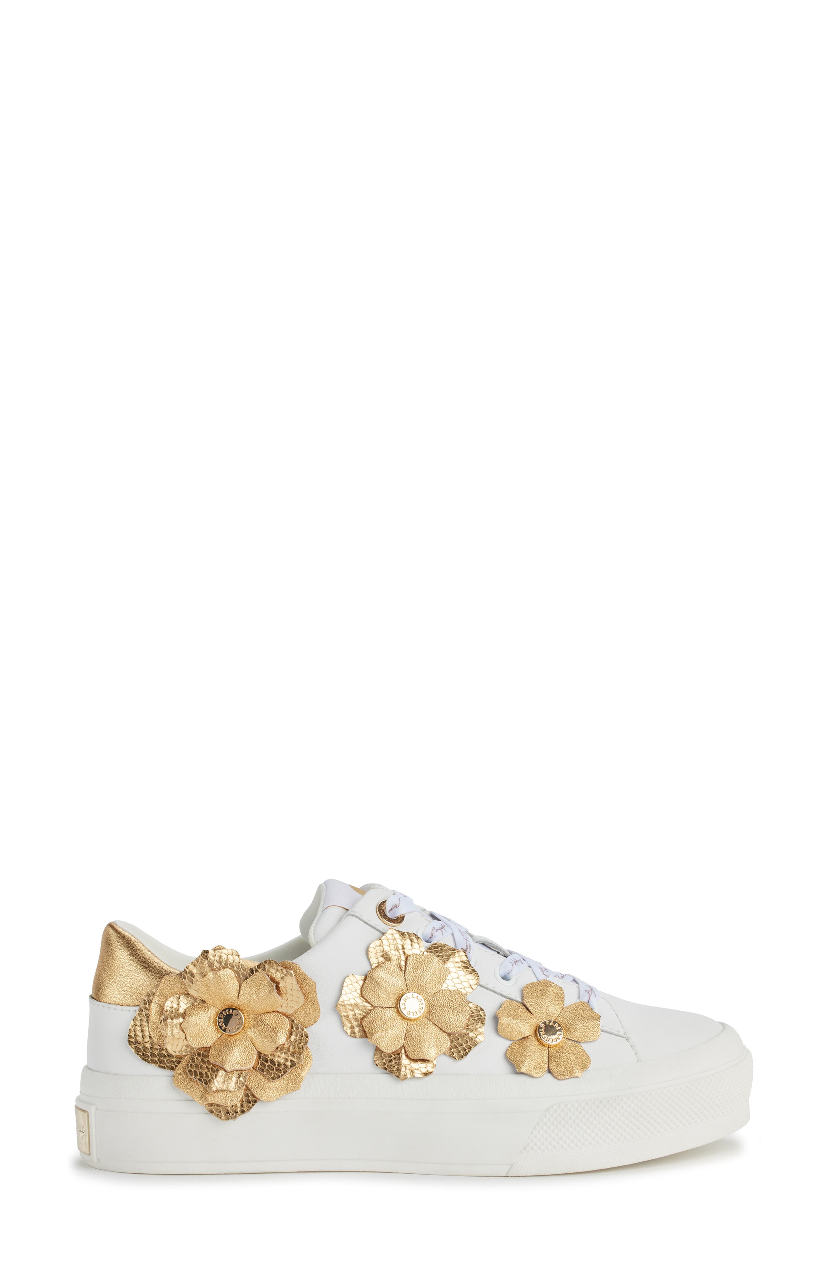 KARL LAGERFELD PARIS Georgia Sneaker, Alternate, color, Bright White/ Gold