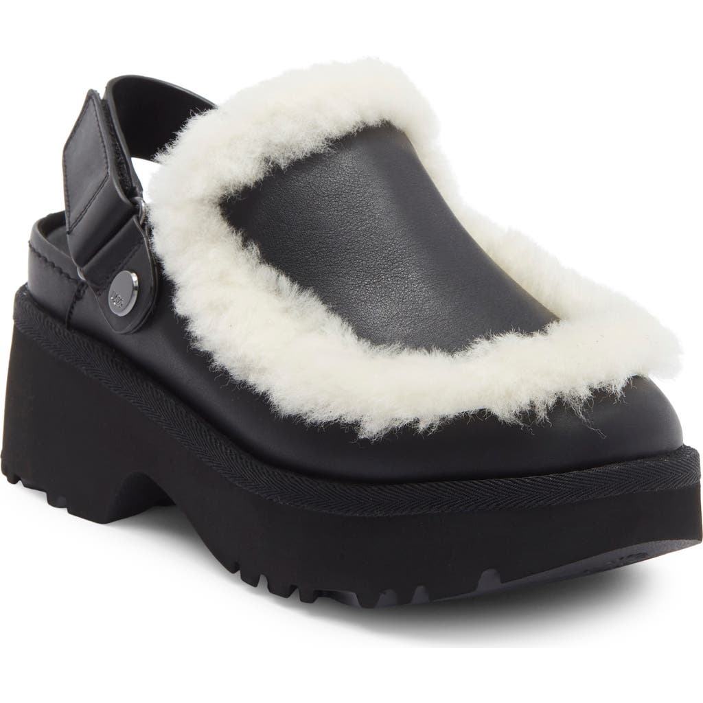 Ugg(r) Esmee Genuine Shearling Trim Clog In Black