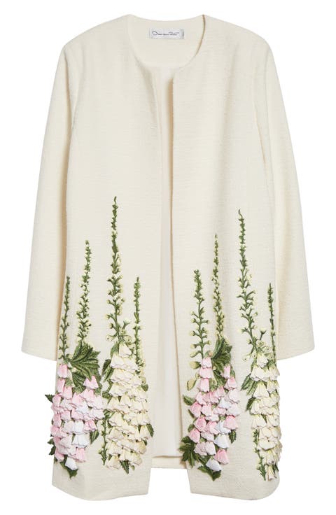 Foxgloves Embroidered Cotton & Wool Blend Jacket