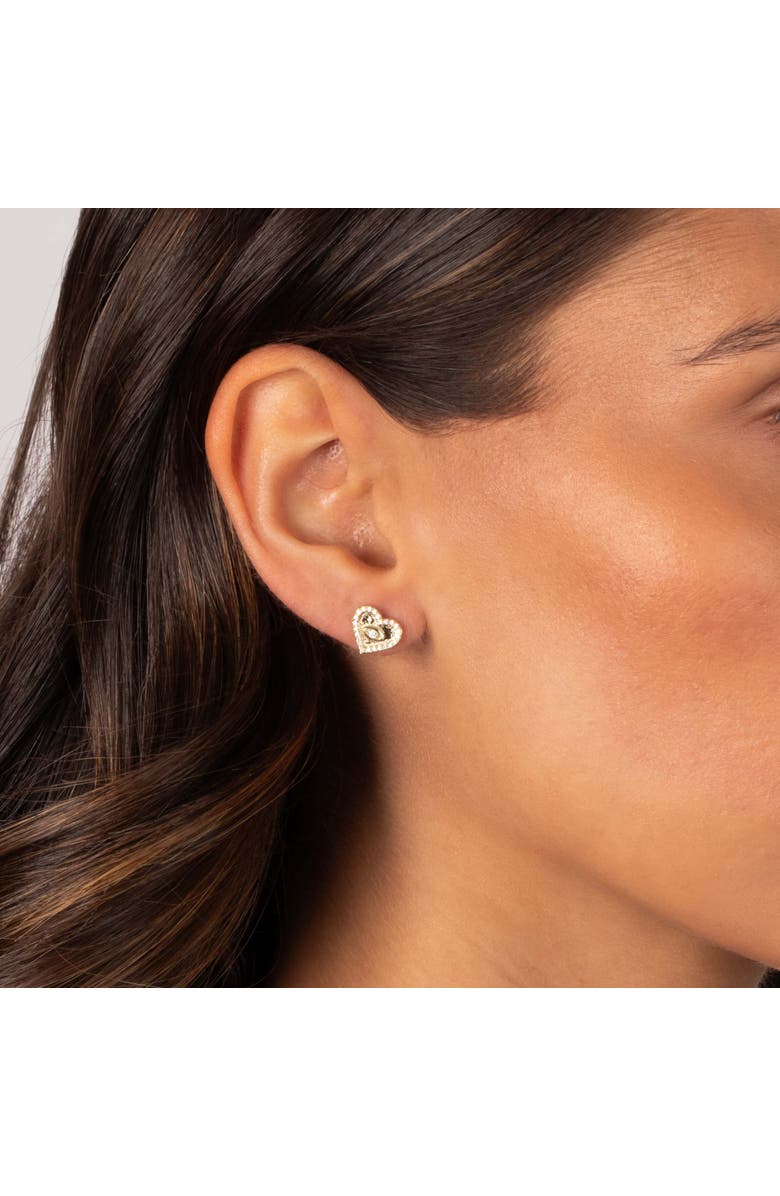 BY ADINA EDEN CZ Evil Eye Heart Stud Earring, Alternate, color, 