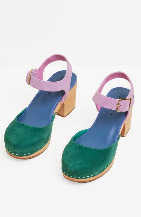 Maud Multicolor Ankle Strap Platform Clog