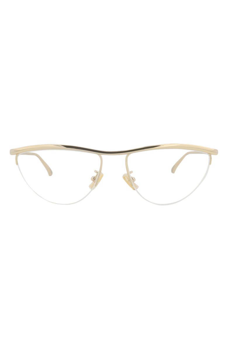 Bottega Veneta 56mm Novelty Square Optical Glasses, Main, color, Gold Gold Transparent