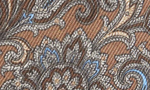 David Donahue Paisley Silk Tie In Brown