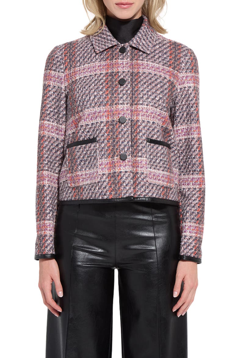 Romina Cropped Tweed Jacket, Main, color, ROUGE PLAID