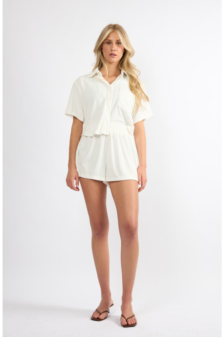 The Terry Button-Up Shirt, Alternate, color, WHITE