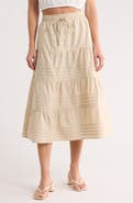 Ellen Tracy Pleated Tiered Cotton Pull-On Skirt