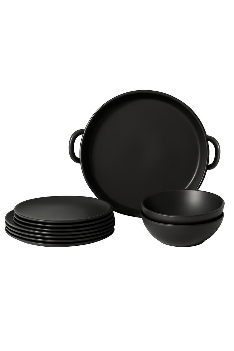Family Feast Dinnerware Set, Main, color, Matte Black