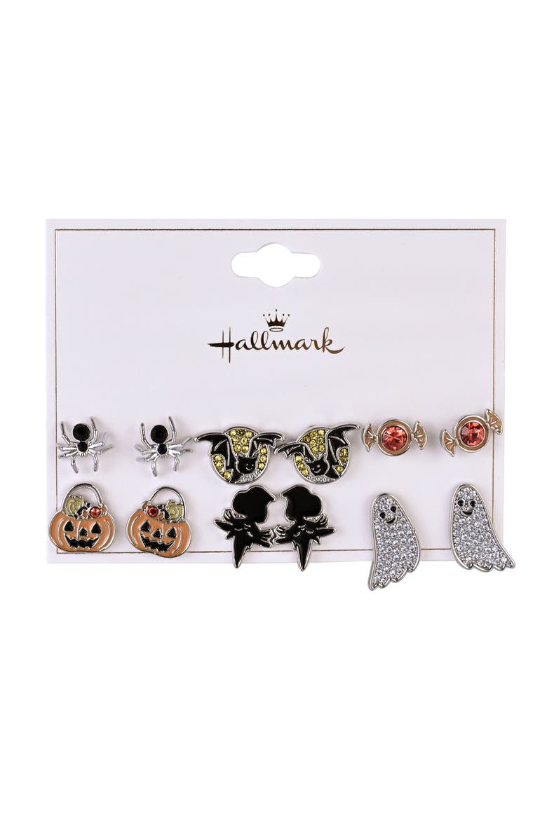 Halloween 6pk Stud Earrings, Alternate, color, Orange