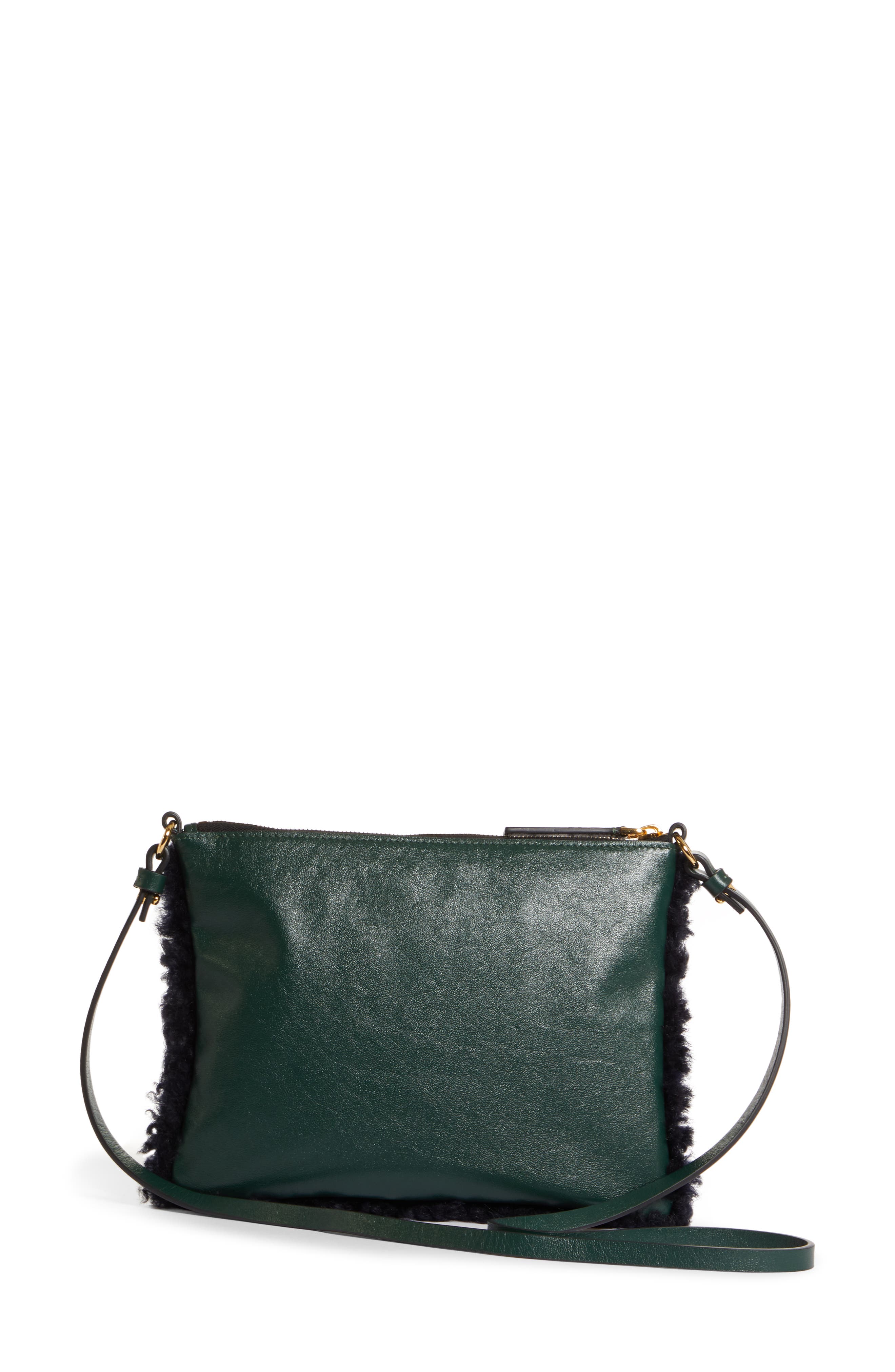 Marni Small Genuine Shearling & Leather Shoulder Bag, Alternate, color, 