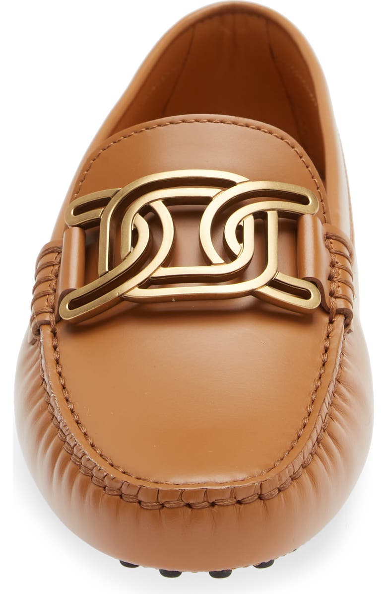 Tod's Gommini Catena Forata Chain Buckle Driving Shoe, Alternate, color, Kenia Scuro