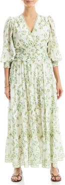 MAX STUDIO Surplice Neck Smocked Waist Maxi Dress