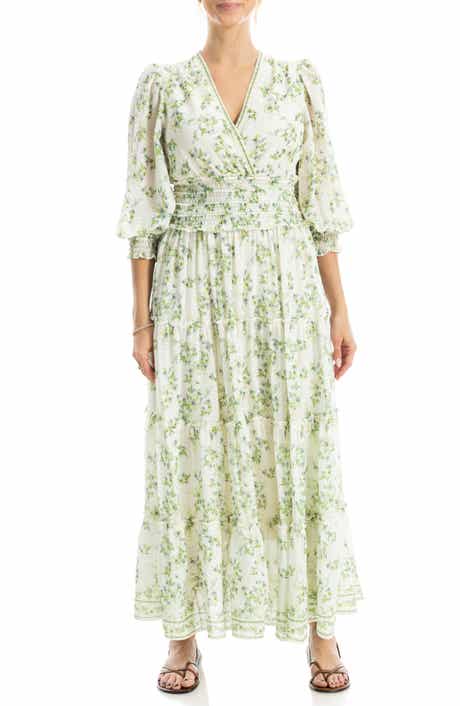 MAX STUDIO Surplice Neck Smocked Waist Maxi Dress