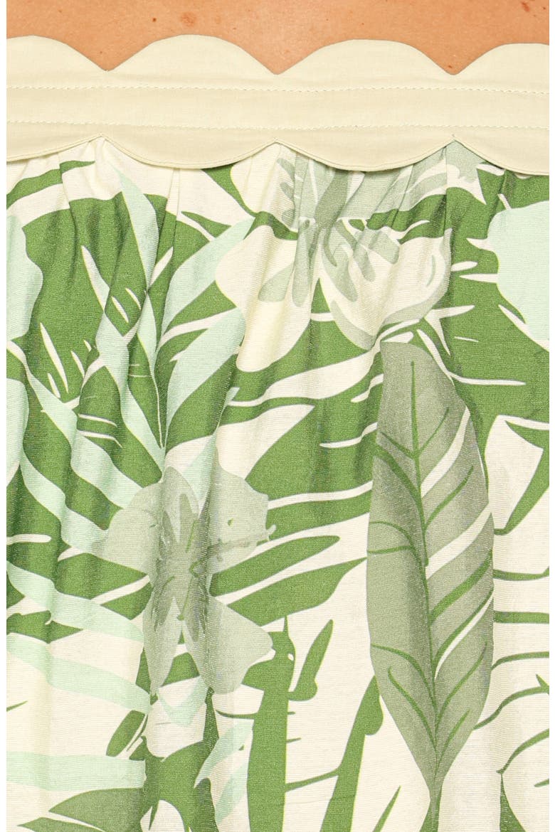 Lillian Scalloped Edge Cotton Blend Top & Shorts Set, Alternate, color, GREEN LEAF