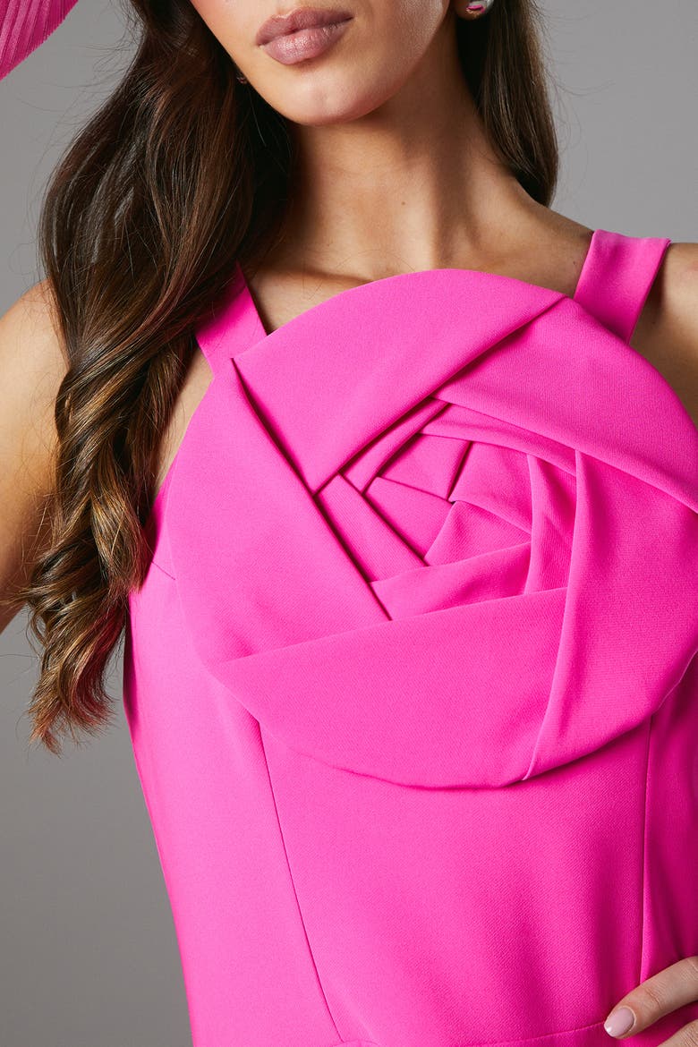 Strappy Crepe Corsage Midi Dress, Alternate, color, Pink