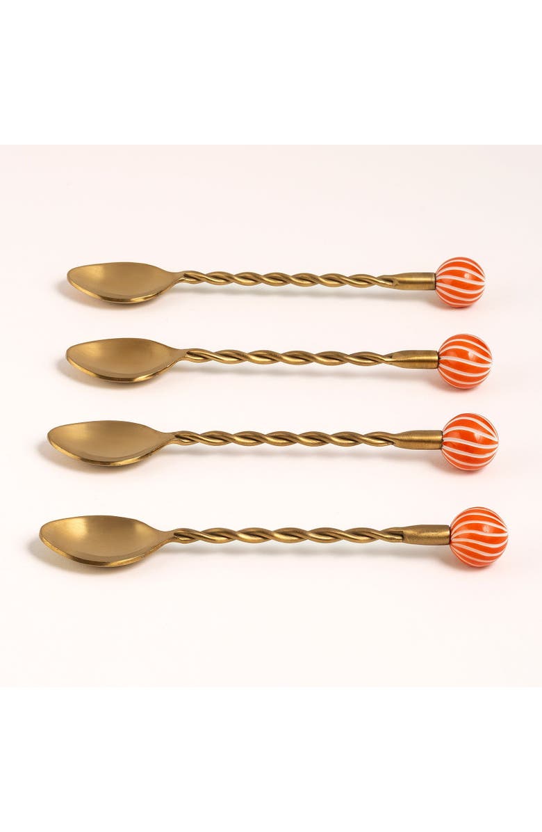 Zsa Zsa Zsu Rampur Set Of 4 Steel Dessert Spoon Set Cheerland, Alternate, color, Gold