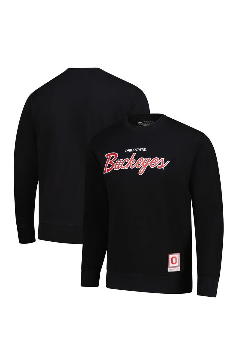Mitchell & Ness Men's Mitchell & Ness Black Ohio State Buckeyes Elite Script Pullover Sweatshirt, Main, color, Black