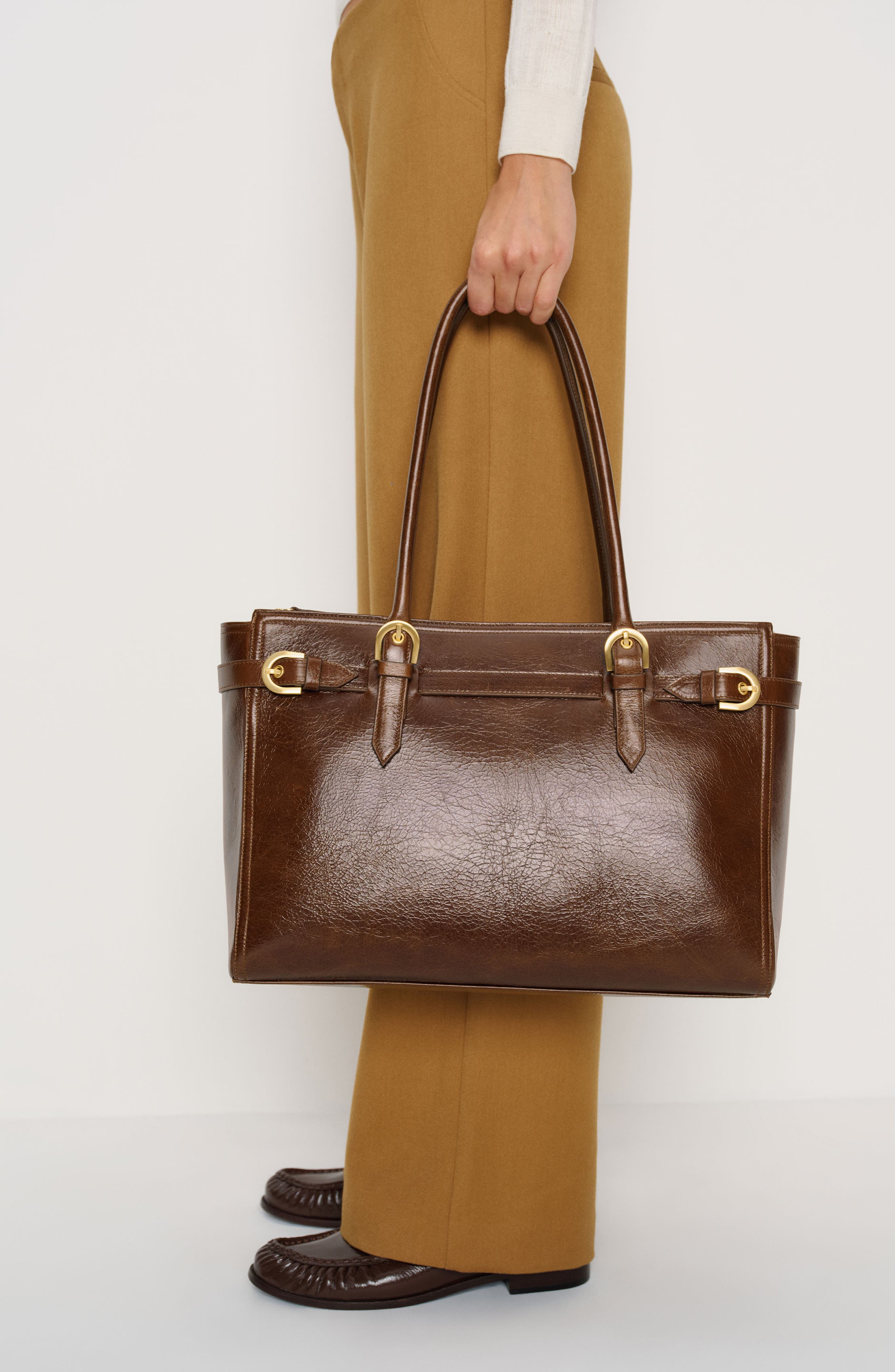 Reformation Dominique Tote, Alternate, color, Mocha Leather