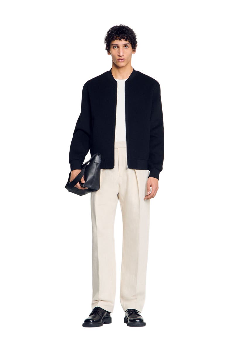 SANDRO Double-faced wool jacket, Alternate, color, Black