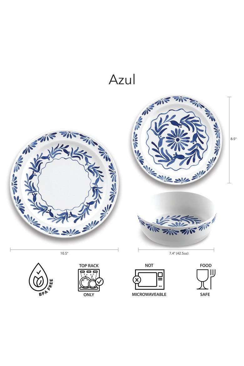 Set of Six Azul Melamine Plates, Alternate, color, BLUE